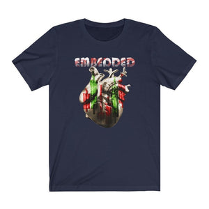 Embedded Candlesticks Heart Navy Blue Shirt