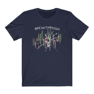 Day Trader Breakthrough Candlesticks Broken Glass Navy Blue T-Shirt