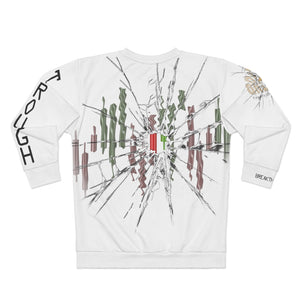 Breakthrough Candlesticks Broken Glass AOP White Sweatshirt Back