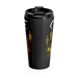 Create Smoke to Candlesticks Black Stainless Steel Travel Mug Back Side