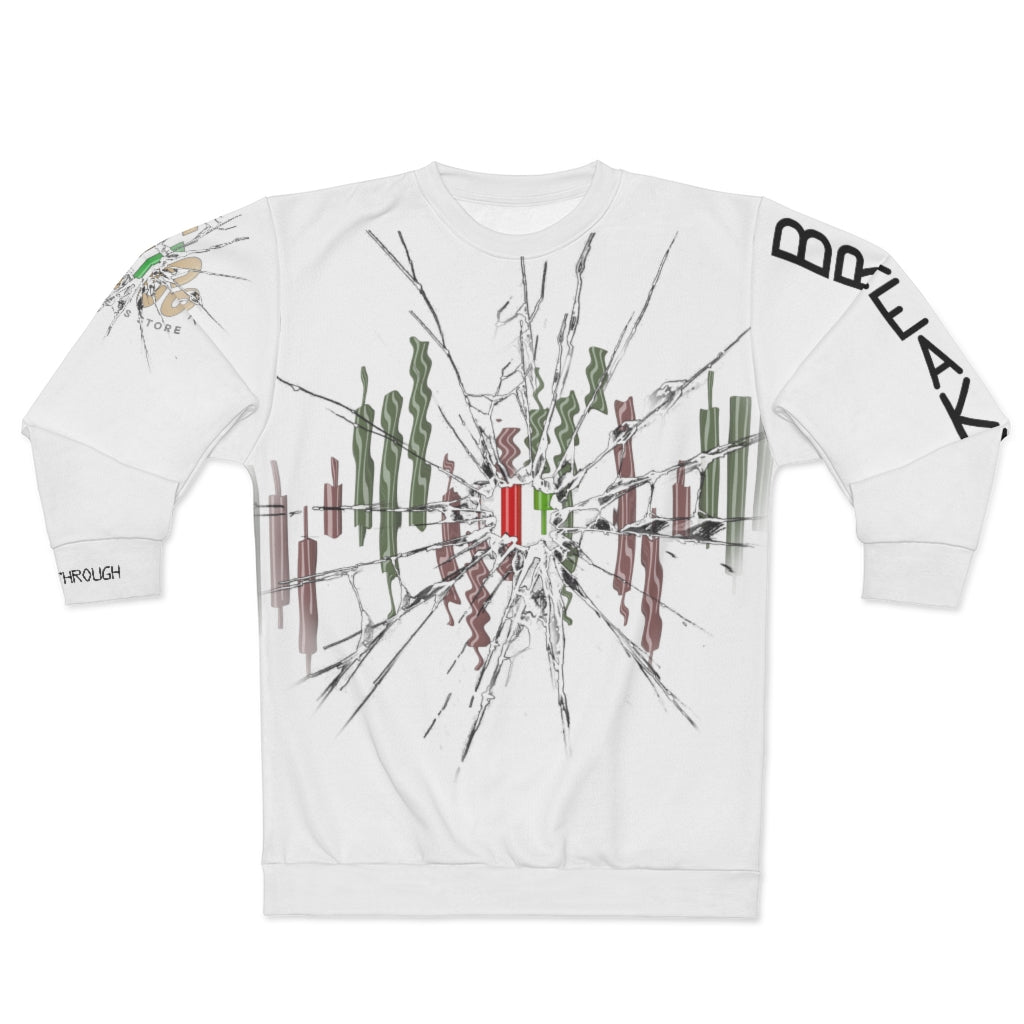 Breakthrough Candlesticks Broken Glass AOP White Sweatshirt Front