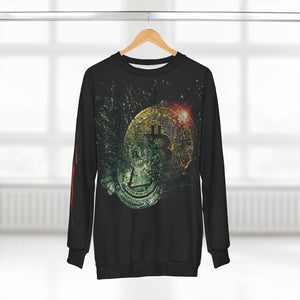 Bitcoin Crashing Dollar AOP Black Sweatshirt Front Hanging