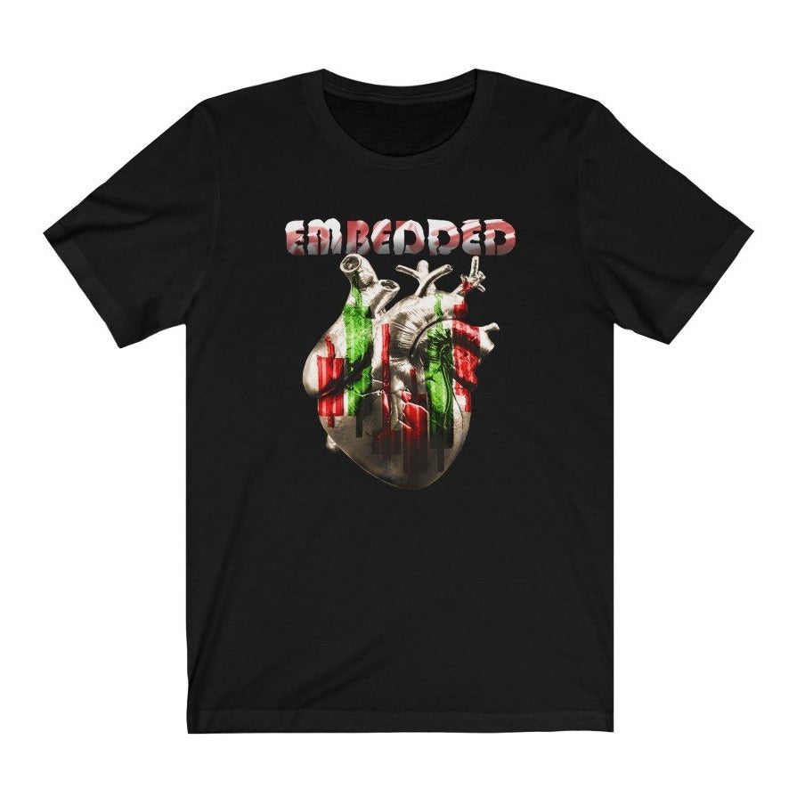 Embedded Candlesticks Heart Black Shirt