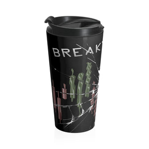 Breakthrough Candlesticks Broken Glass Stainless Steel Travel Mug Left Side