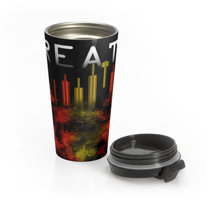 Create Smoke to Candlesticks Black Stainless Steel Travel Mug Open Side